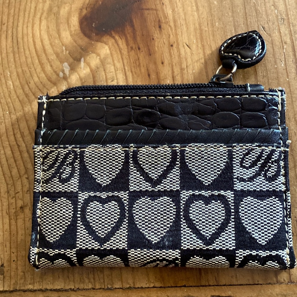 Brighton  Black and Gray Heart Patterned Change / Credit Card Purse